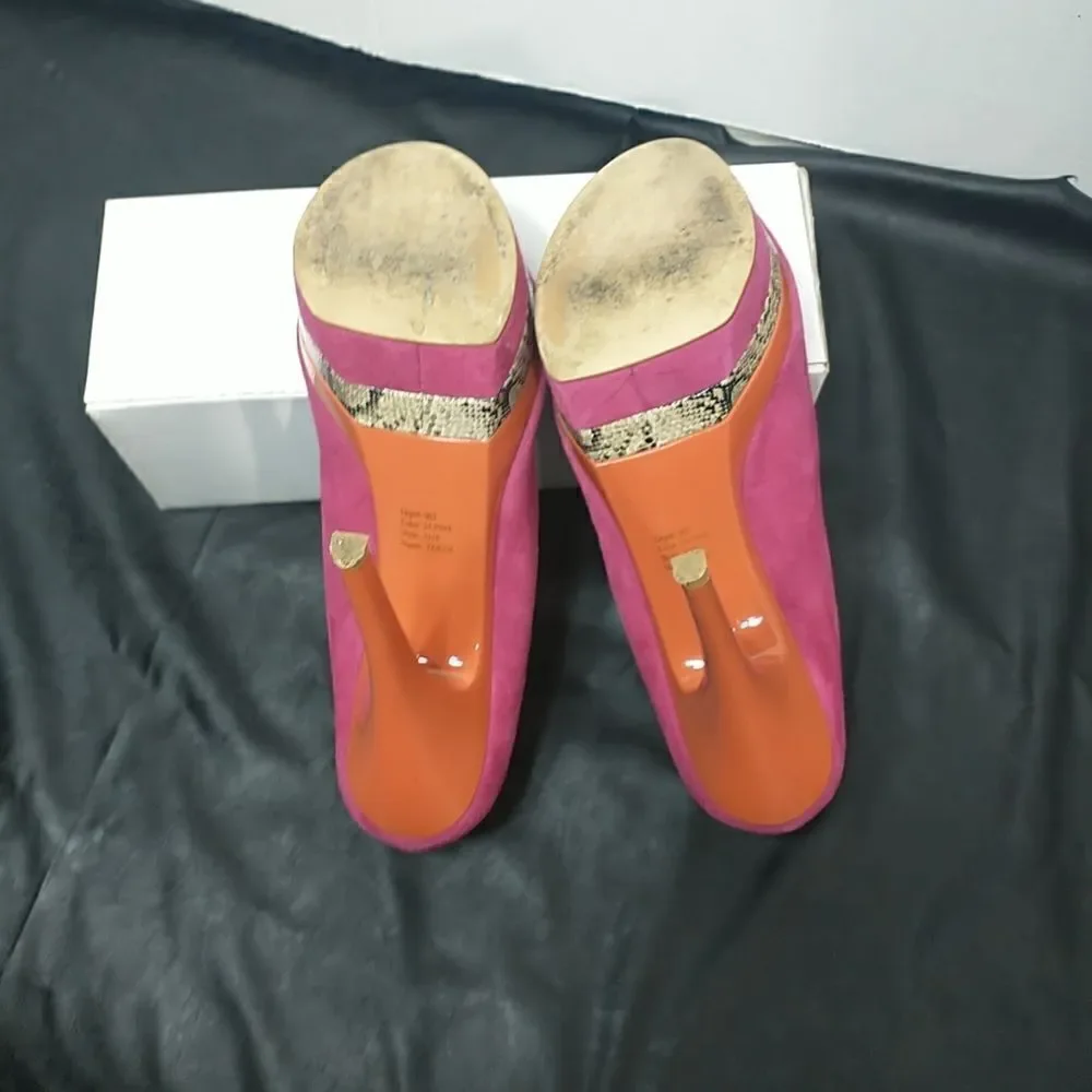 Bakers Woman's SZ 10 M Pink Orange Suede Snakeskin Pumps